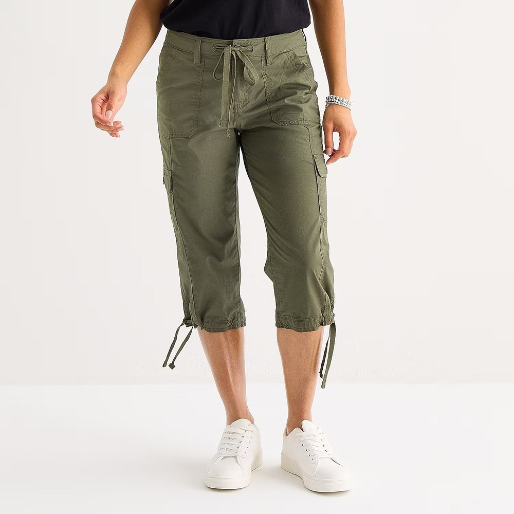 MSRP $44 St. John's Bay Womens 16 Tall Oregano Capri Pants Straight Mid Rise